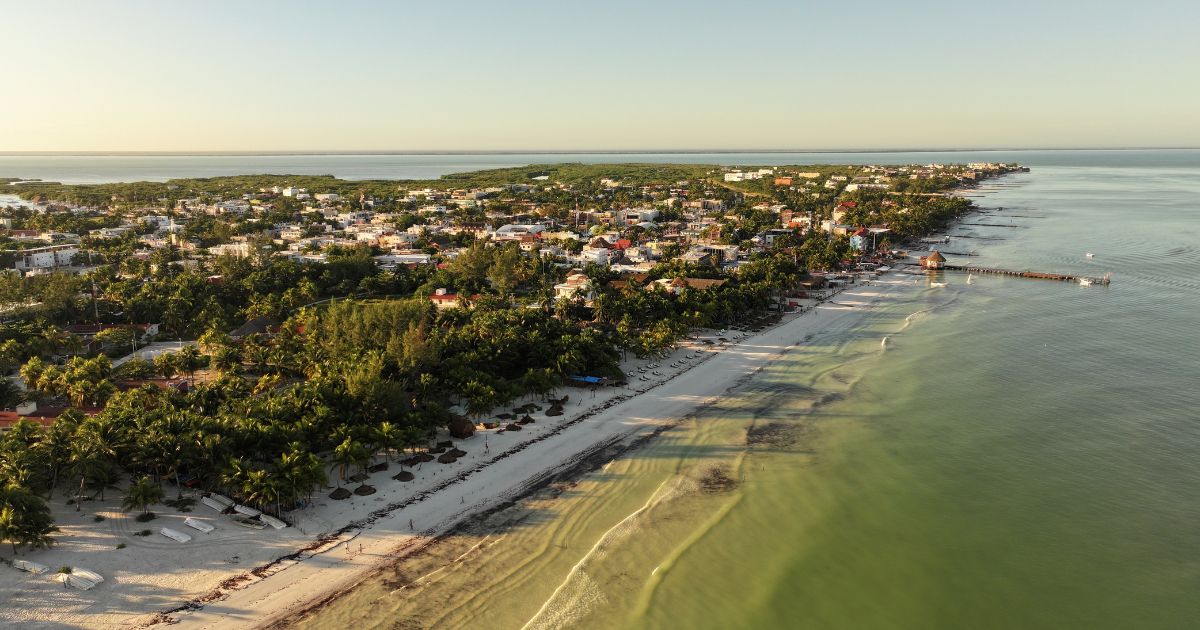 Aerial view of Isla Holbox — buy property in Holbox Mexico with expert guidance from Frank Ruiz, Coldwell Banker Riviera Maya
